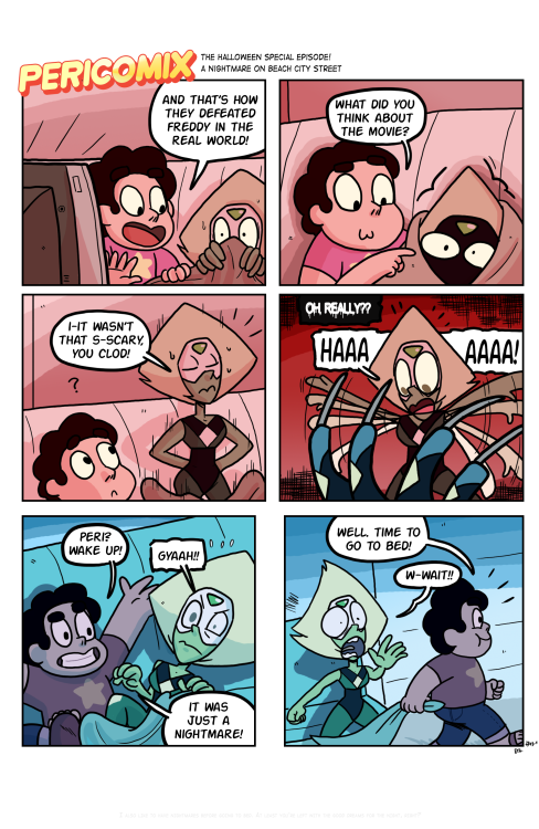 eyzmaster:  PeriComix #03 by theEyZmaster HAPPY HALLOWEEN everyone! Here’s a 2-page Halloween Steven Universe comic for y'all!Enjoy~   i’ll keep you safe peri DX>