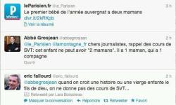 happyheretic:  ilovemeghanory:  ireallyhatecornnuts:  marielikestodraw:  Translation: LeParisien (French newspaper) “The first baby of the year, in Auvergne, has two mommies!” AbbéGrosJean (Catholic Priest) “Dear Journalists, quick reminder of