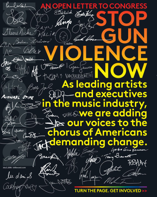 micdotcom:  Nearly 200 artists sign open letter to stop gun violenceOn Thursday, some 200 artists — icons like Cher and Joan Jett, pop stars like Lady Gaga and Kesha, hip-hop statesmen like Vic Mensa and Questlove, and Beatles Paul McCartney and Ringo