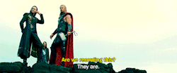 seaofolives:  Tom and Chris moments in Thor:
