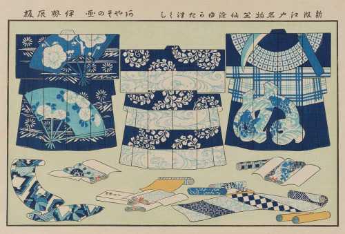 “A beautiful yukata with a pattern dyed in shades of blue. It is a modern work (from the middle of t