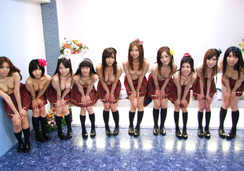 japanese-seifucku:Ten japanese schoolgirls showing their breast in their uniform