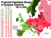 Expected population change in European countries between 2017 to 2050.