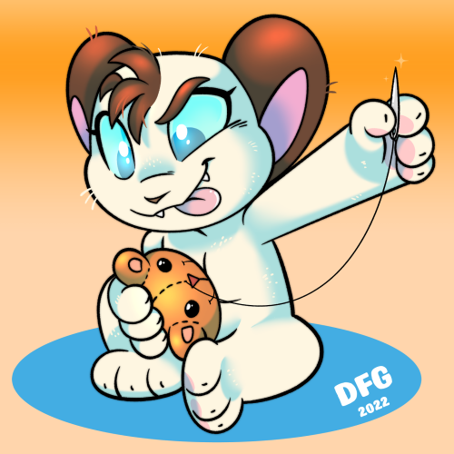  A while ago @MiscreantMakery made a super cute plushie of my fursona as part of a lovely trade. Fin