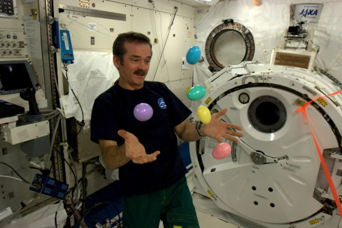 colchrishadfield:It appears that I’m as bad at juggling in weightlessness as I am on Earth. Ho