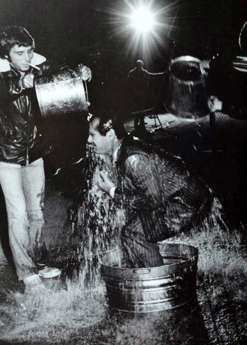 Jack getting all wet behind the scenes on Chinatown