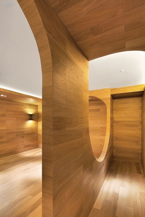 interiordesignmagazine: Oak planks line the basement and tearoom of the Hongkun Museum of Fine Arts,