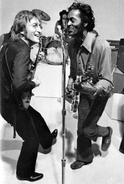 oblio24: John Lennon &amp; Chuck Berry…   RIP Chuck Berry, the true father of rock &lsquo;n&rsquo; roll.  
