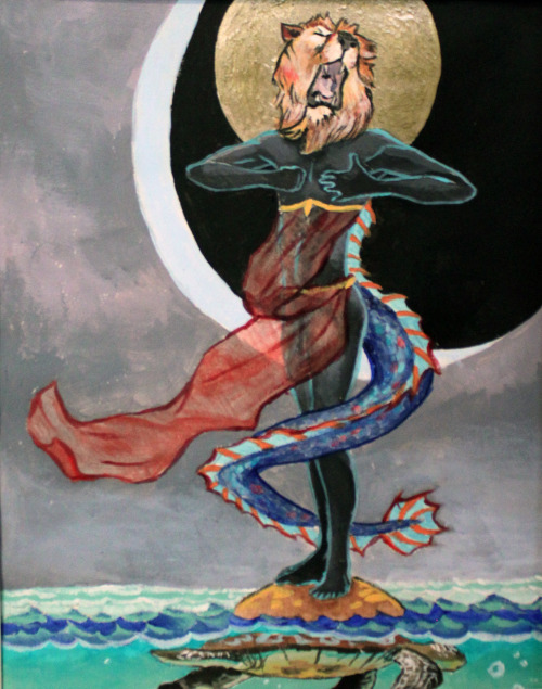 God of Water and Earth. In part of the Origins series. Acrylic on Paper by Adam Mazur. 2013. 