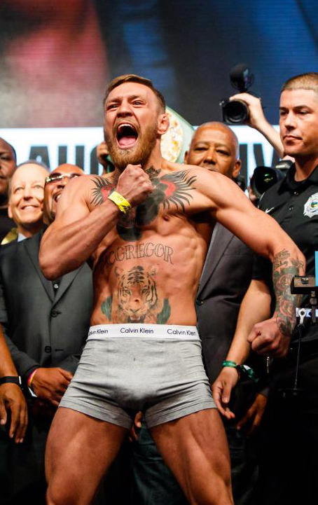 myownprivatelockerroomblog2:  Conor McGregor  big package at weigh in with Mayweather!!