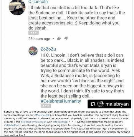 Customer Slams Black Toy Line, Says Doll Is 'Too Dark'