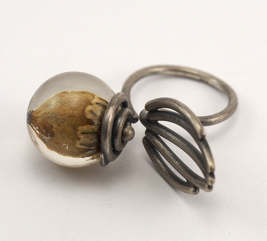 culturenlifestyle:Art Nouveau Rings with Encapsulated Flowers and Resin by Sylwia