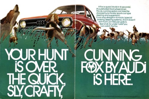 Helmut Krone, artwork for the Fox campaign, 1973. DDB, USA. Krone was behind the look of the Audi br