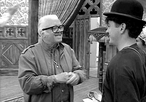 iwantcupcakes: Richard Attenborough and Robert Downey Jr., on the set of Chaplin.