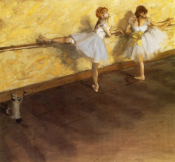 artist-degas: Dancers Practicing at the Barre, 1877, Edgar DegasSize: 75.6x81.3 cmMedium: oil on canvas