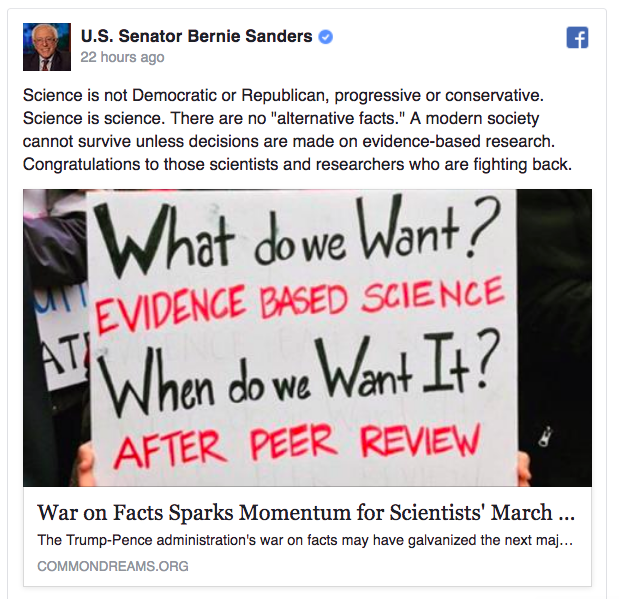 the-future-now:  Bernie Sanders Supports March for Science: We “cannot survive”