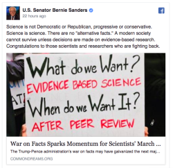 the-future-now: Bernie Sanders Supports March for Science: We “cannot survive” without scientific research Sen. Bernie Sanders offered the March for Science movement his resounding support via a Facebook post Thursday evening.  The movement — comprised