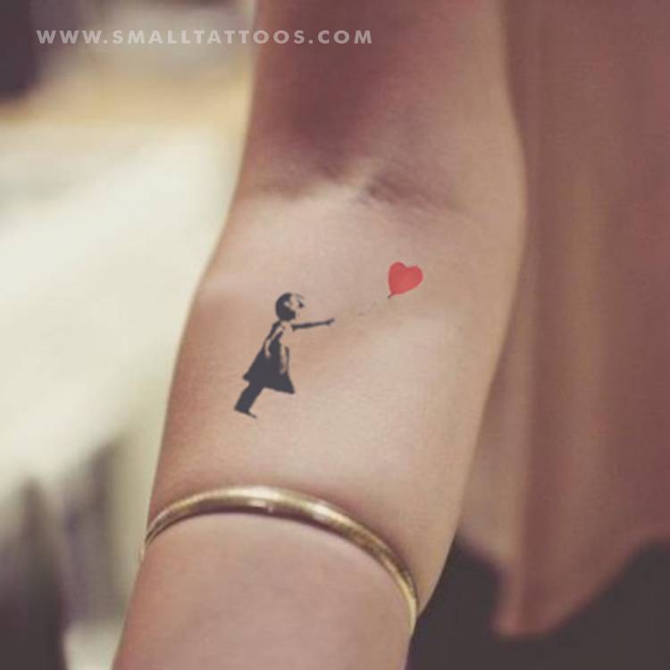 Pequeños Tatuajes Tatuaje Temporal De La Niña Del Globo Rojo