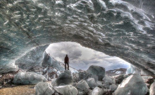 “An amazing view of an ice cave inside a glacier.”