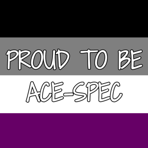 (Three images with the asexual pride flag as a background and text on top. Left: “asexual prid