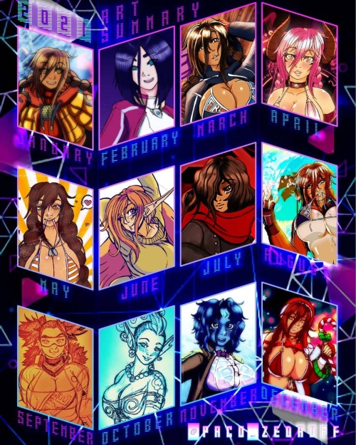 #artsummary #2021 #digitalart #traditionalart Here&rsquo;s to another year! #girls #gynoid #fae #vam