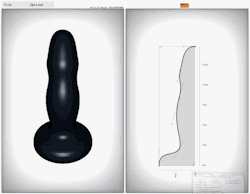 prostheticknowledge:  Dildo Generator Online 3D experiment by Ikaros Kappler which is described as a “Extrusion/Revolution Generator” …. Created with three.js, you can alter the bezier curves and angle of the form, and is designed with 3D printing