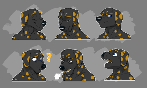 Here’s a set of stickers I did for High King Silvian Orbay! :3In order: Happy, sad, angry, confused,