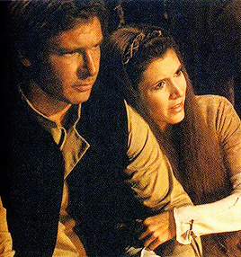 harryandcarrison:Carrie Fisher and Harrison Ford filming Star Wars: Episode VI - Return of the Jedi 