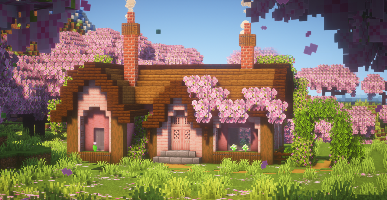 Responder @strawberrysophii Pink Cottagecore House #minecraft