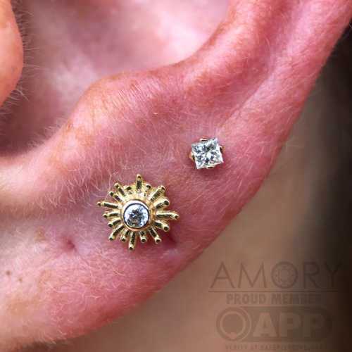 amorybodyarts: Ashley dropped in this weekend for a few new ear piercings! Adam pierced her helix an