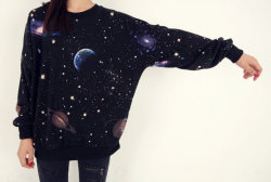 rachelwhitehurst:  sosuperawesome:  cosmic space galaxy star print sweatshirt, ▲Zulamimi-Land▲ on Etsy.  cantthinkstraight1