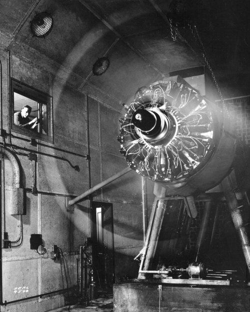 Engine on Torque Stand at the Aircraft Engine Research Laboratory in Cleveland, Ohio, now known as t