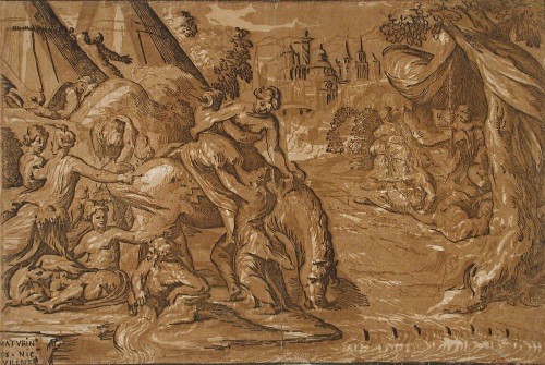 Five versions of Cloelia Fleeing From the Camp of Lars Porsena by Niccolò Vicentino, after a work at