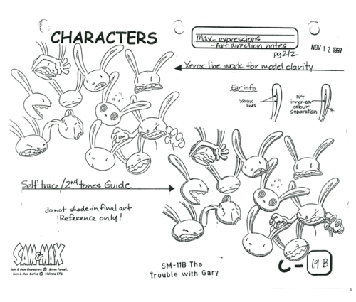 Model sheets for Sam and Max. Great characters, that have been the stars of several games and (web)c