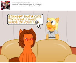 nopony-ask-mclovin:  Guest stars: Jackie and Puppet Ronin Applejack.… do you want to eat fries as well?  &gt;w&lt;!