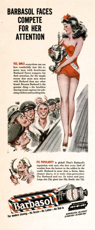 Porn photo dandyads:  Barbasol, 1944