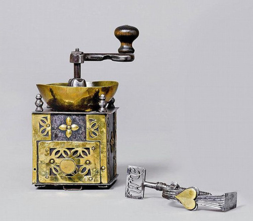 Coffee or Spice mill, first half 18th century, Burgundy. 2 Table top coffee mill, early 18th century