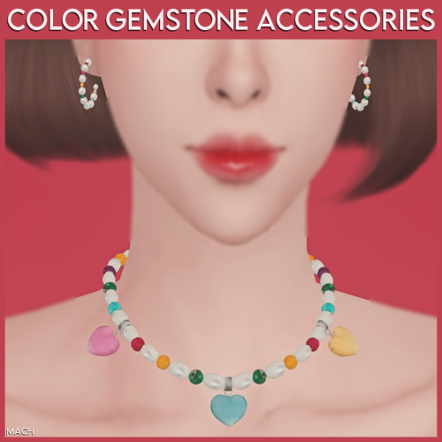 [mach] Color Gemstone Accessories Set new mesh necklace - 8 swatches earring - 1 swatch HQ compatibl