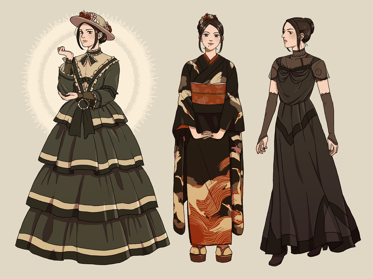 knightofbunnies:a whole bunch of ienagas from twitter, ft historical fashion (1860,