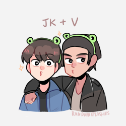 randomsplashes:    ✨  taehyung + jungkook aka team frog in the latest bts run ep (redbubble)✨  