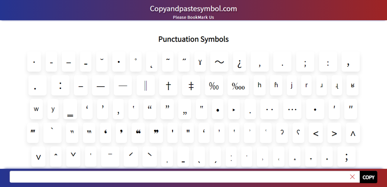 Get Punctuation Symbol Copy And Paste