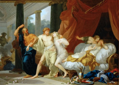 thisblueboy: Jean-Baptiste Regnault (French, 1754-1829), Socrates Dragging Alcibiades from the Volup