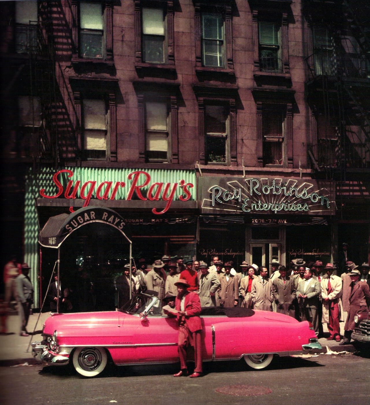 jazzyfarmer:    Sugar Ray Robinson in front of his restaurant in Harlem,  Seventh