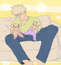 sallvi:just a thing of Bakugou with his kids.