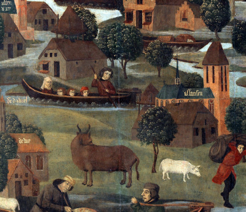 Master of the Saint Elisabeth Panels - The St. Elisabeth’s Flood (c. 1490). Details.In the night of 