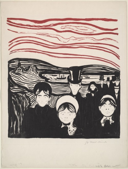 artist-munch: Anxiety, Edvard Munch, 1896, MoMA: Drawings and PrintsAbby Aldrich Rockefeller FundSiz