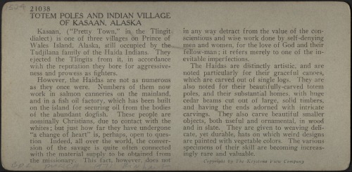 Kasaan (Prince Wales Island, Alaska, c. 1879 - 1930).