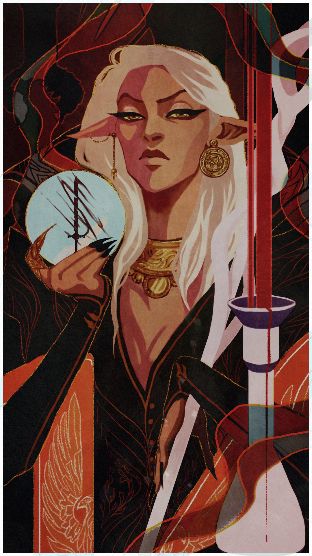drathe: The Magician card for my lovely friend, her Altmer Isenya of Lillandril from