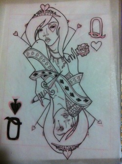 jessielsm21:  d-facepaper:  Queen of heats vs. queen of spades  , tattoo sketch I started and never finished haha …  I’d love to get that as a tattoo💋💋💋