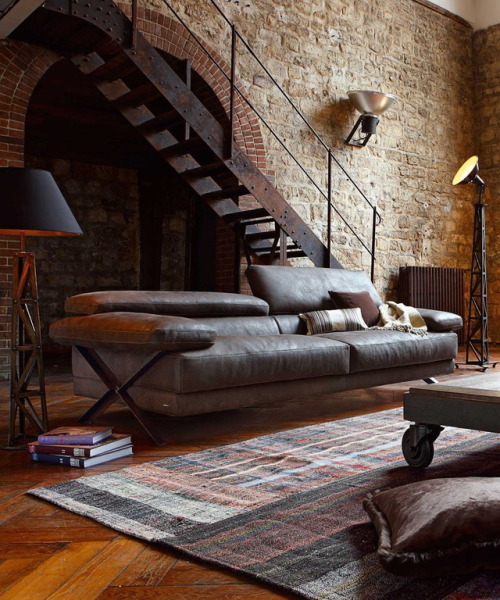 urbanfragment:  “Masculine, let us pretend.” Interior design in earthly colors, industrial style and